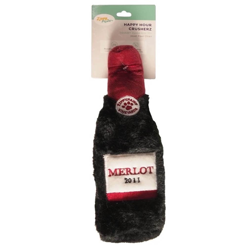 Zippy Paws Happy Hour Crusherz | Red Wine ( Merlot ) Plush Dog Toy